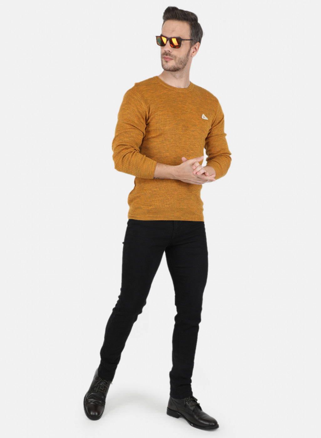 Men Yellow Solid Pullover