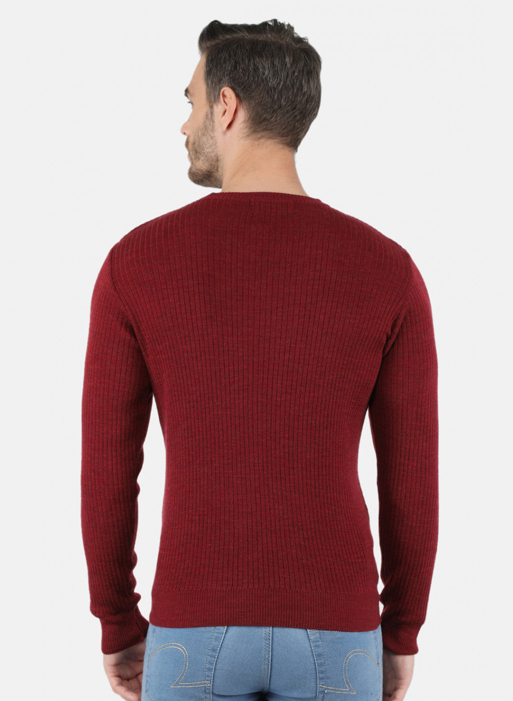 Men Maroon Solid Pullover