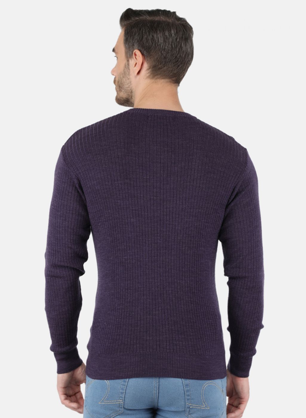 Men Purple Solid Pullover