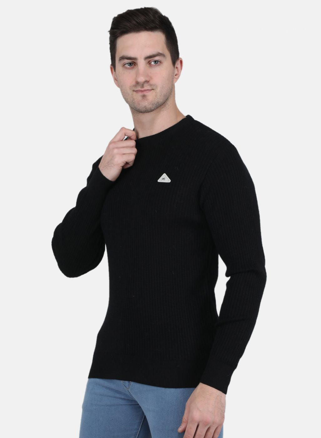 Men Black Solid Pullover