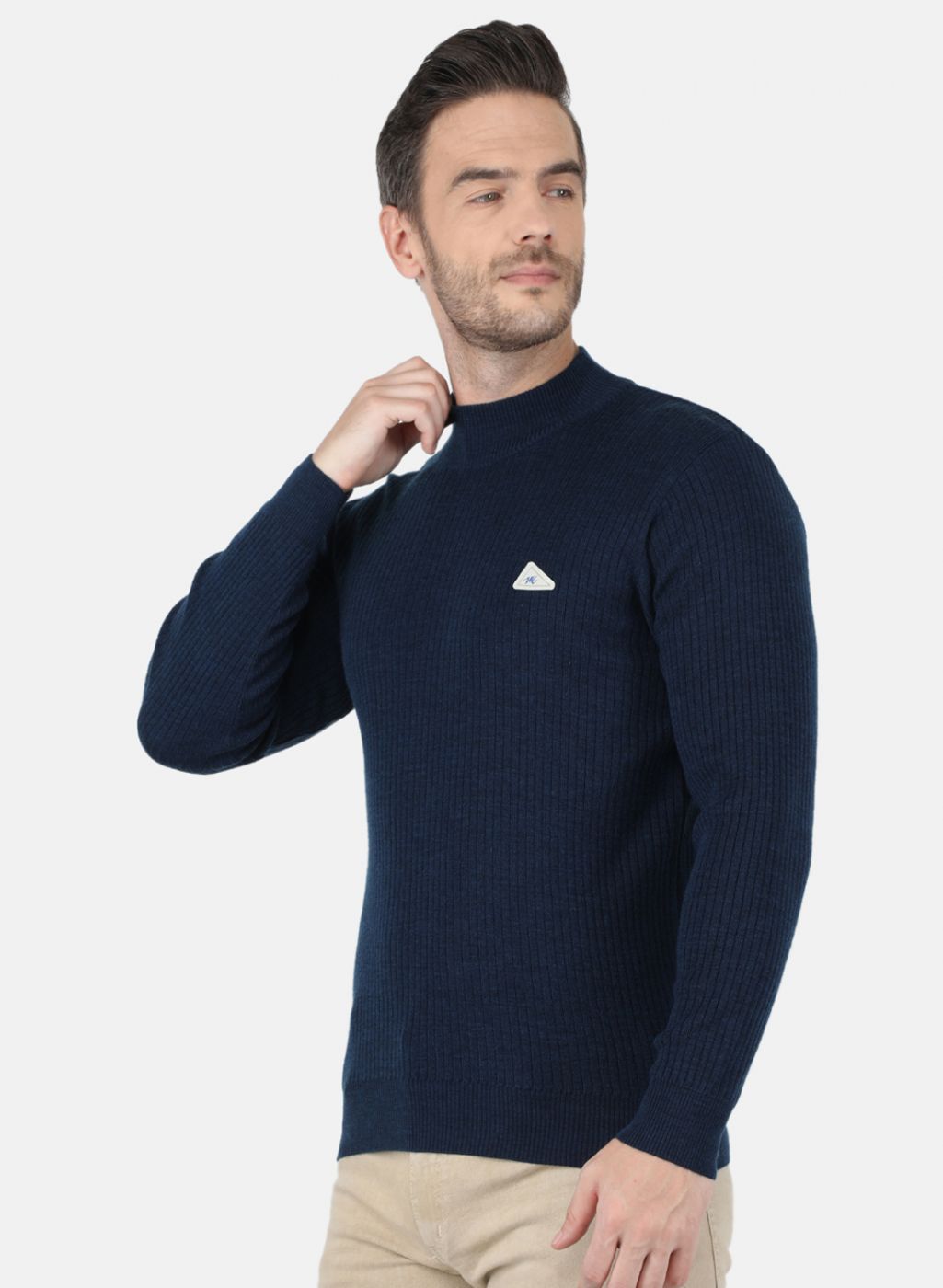 Men NAvy Blue Solid Pullover