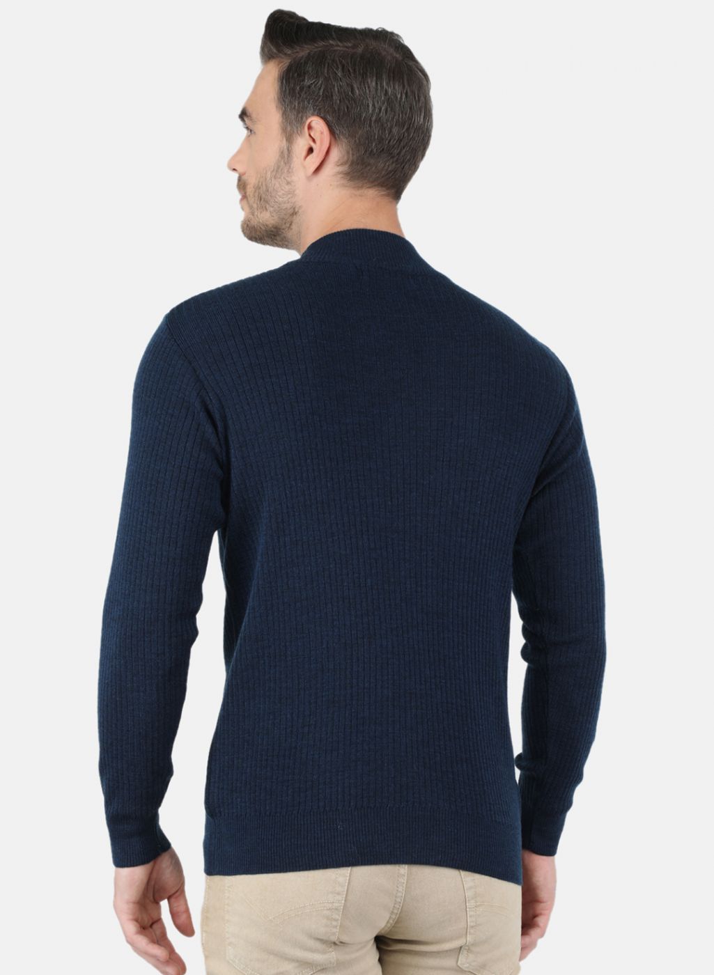 Men NAvy Blue Solid Pullover
