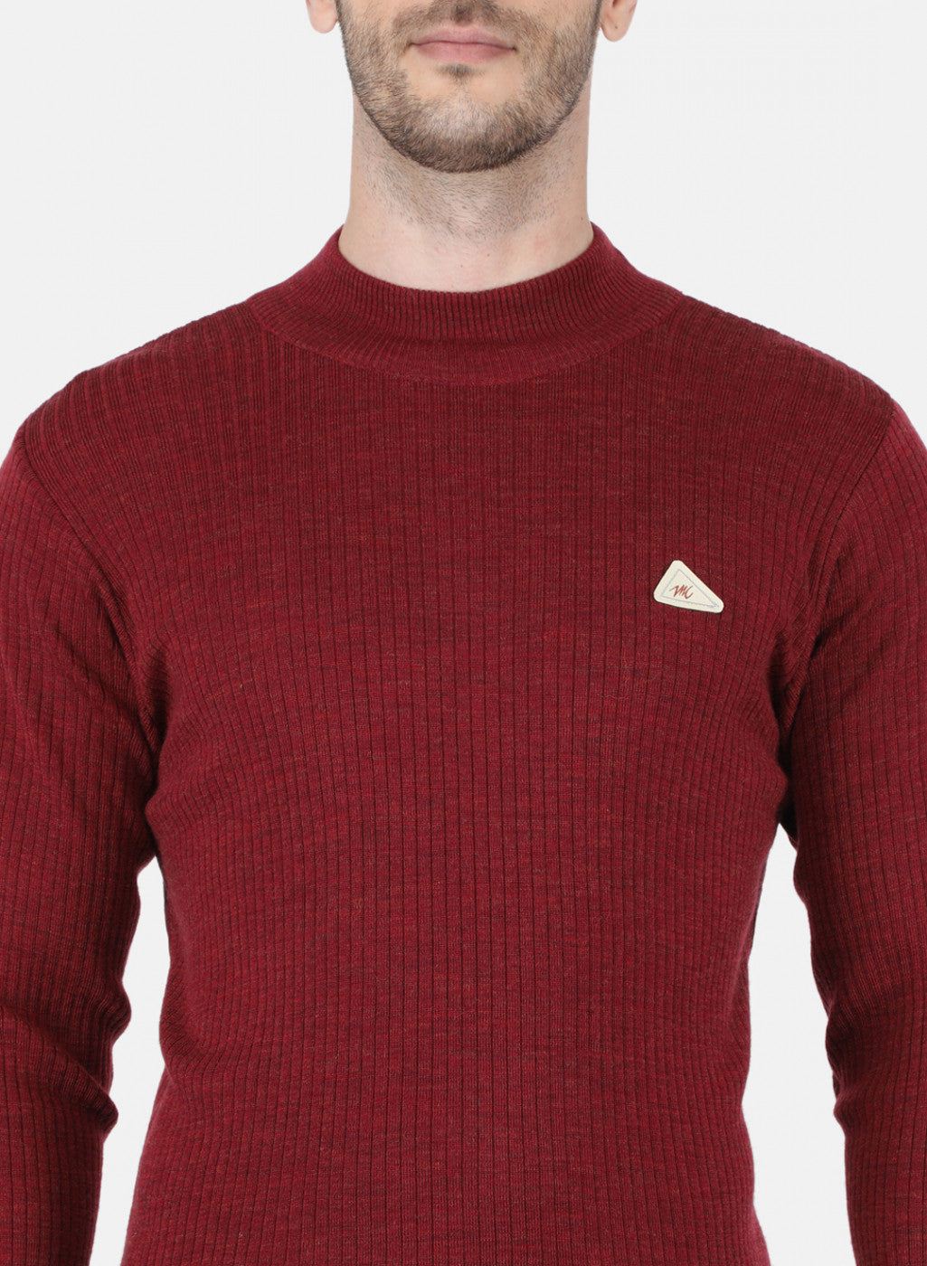 Men Maroon Solid Pullover