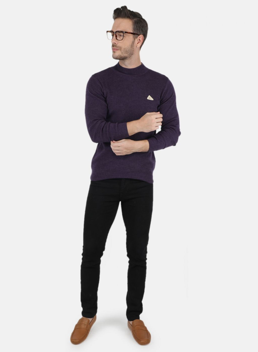 Men Purple Solid Pullover