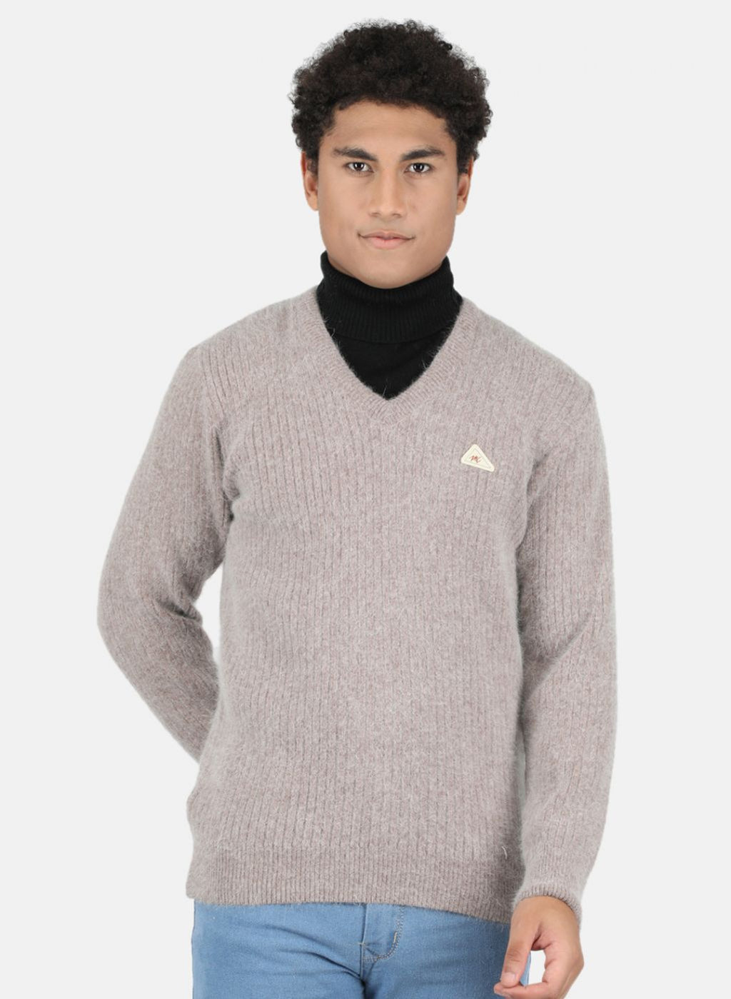 Men Beige Solid Pullover