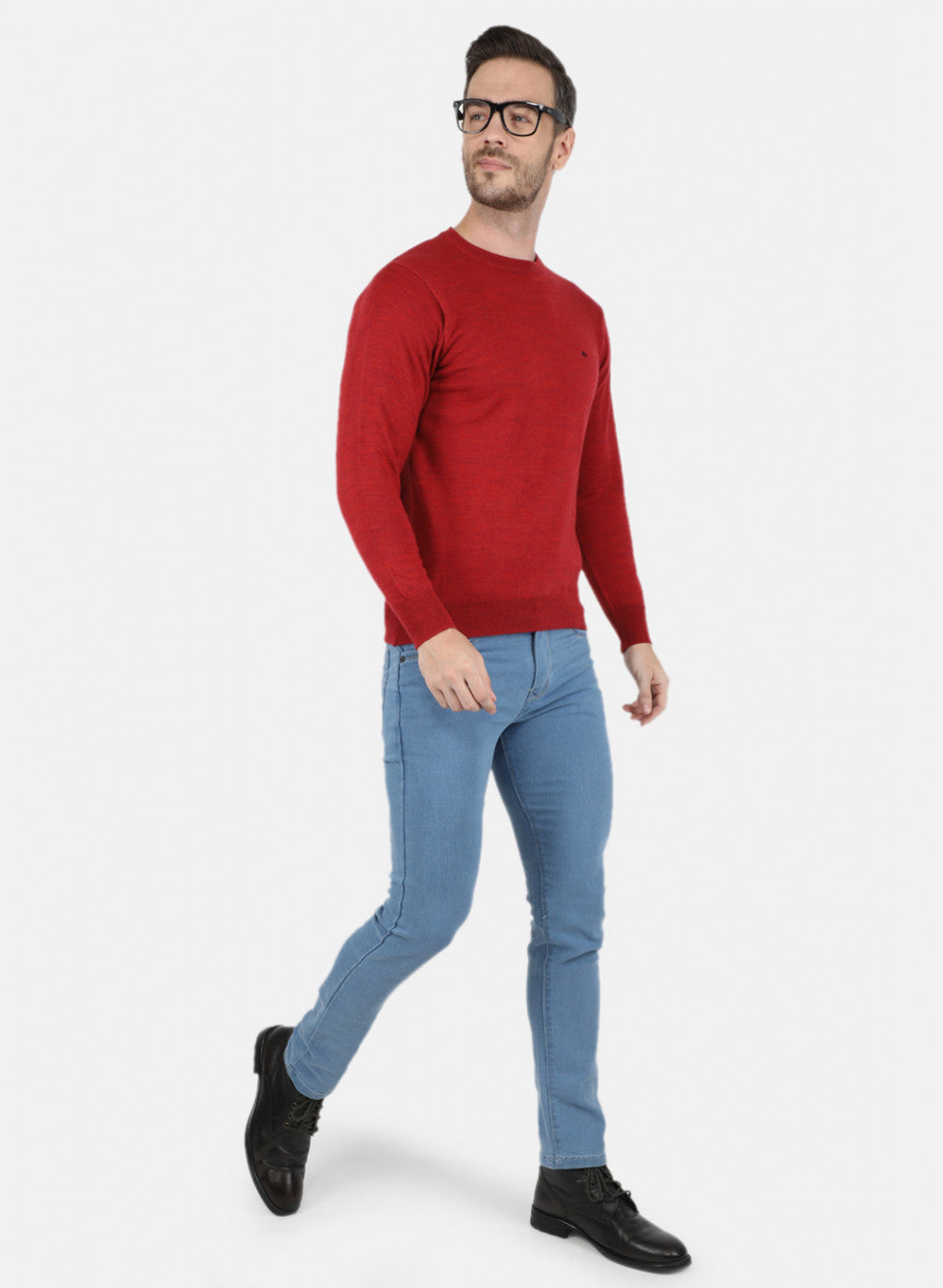 Men Red Solid Pullover