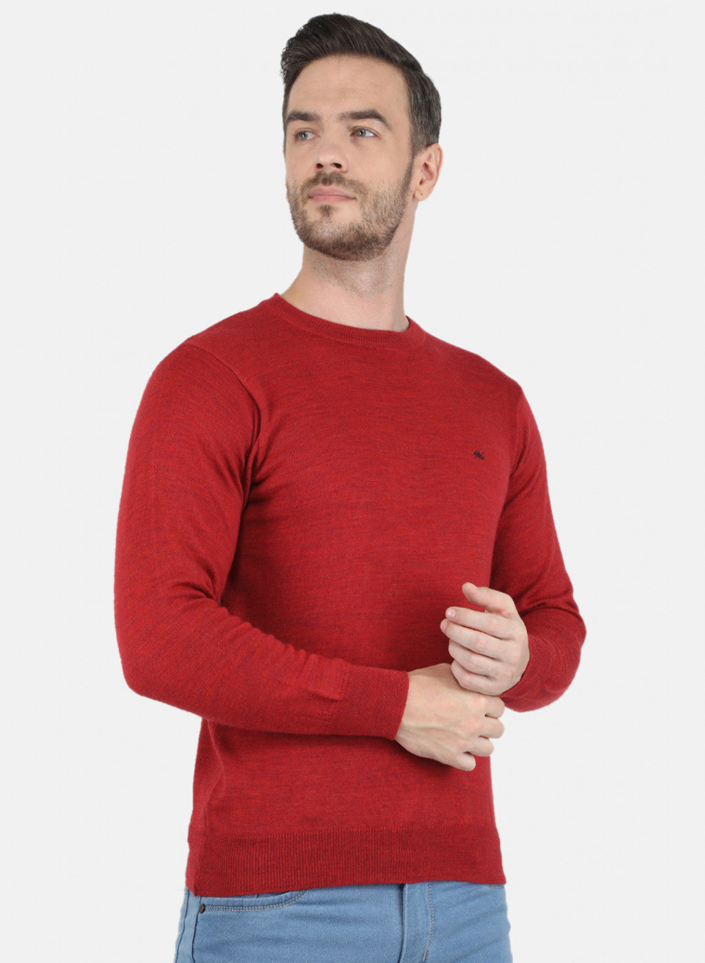 Men Red Solid Pullover