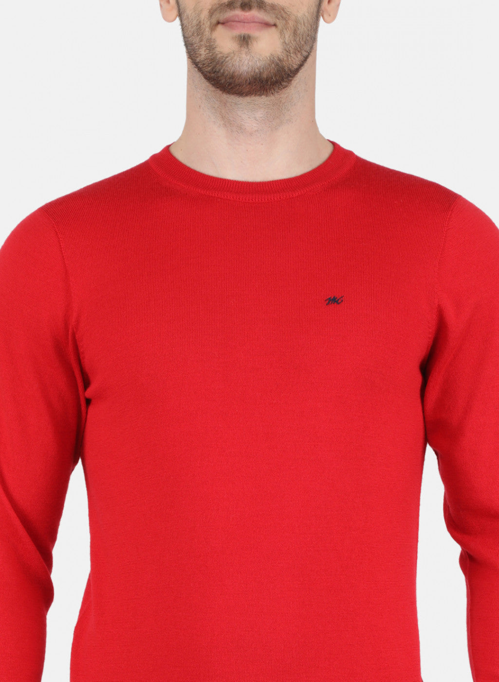 Men Red Solid Pullover