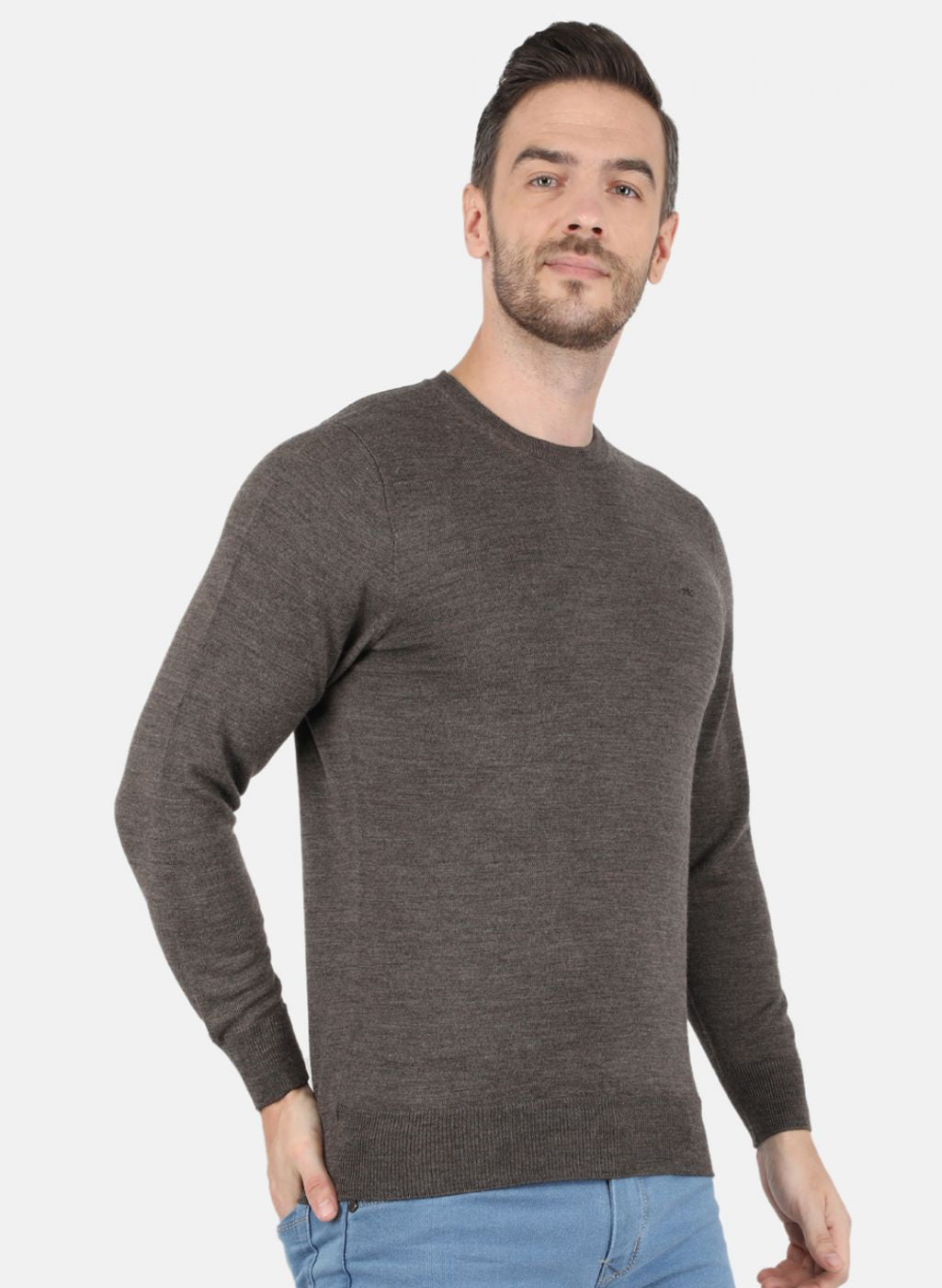 Men Brown Solid Pullover