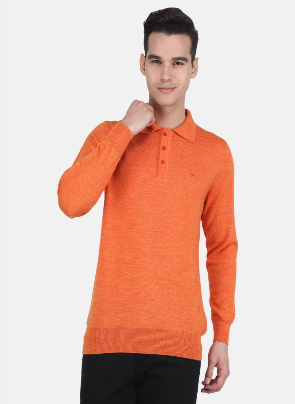 Men Orange Solid T-Shirt