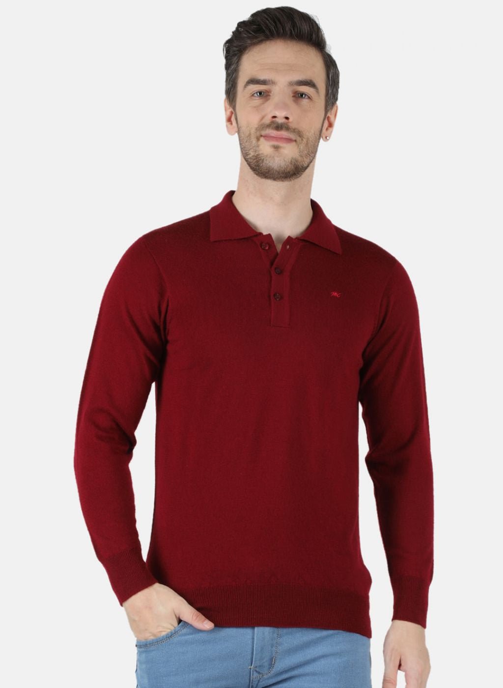 Men Maroon Solid T-Shirt