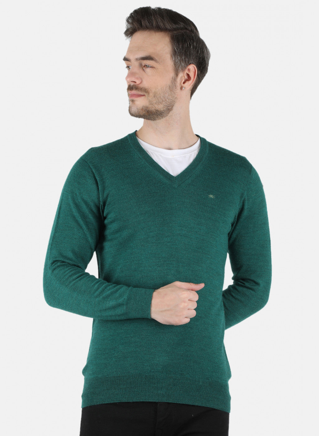 Men Green Solid Pullover