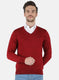 Men Red Solid Pullover