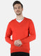 Men Orange Solid Pullover