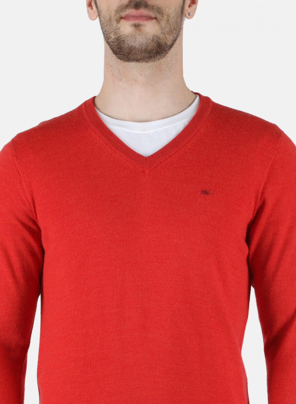Men Red Solid Pullover