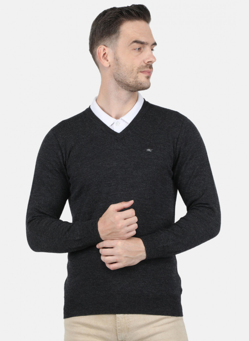 Men Grey Solid Pullover