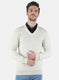 Men Off White Solid Pullover