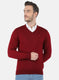 Men Maroon Solid Pullover