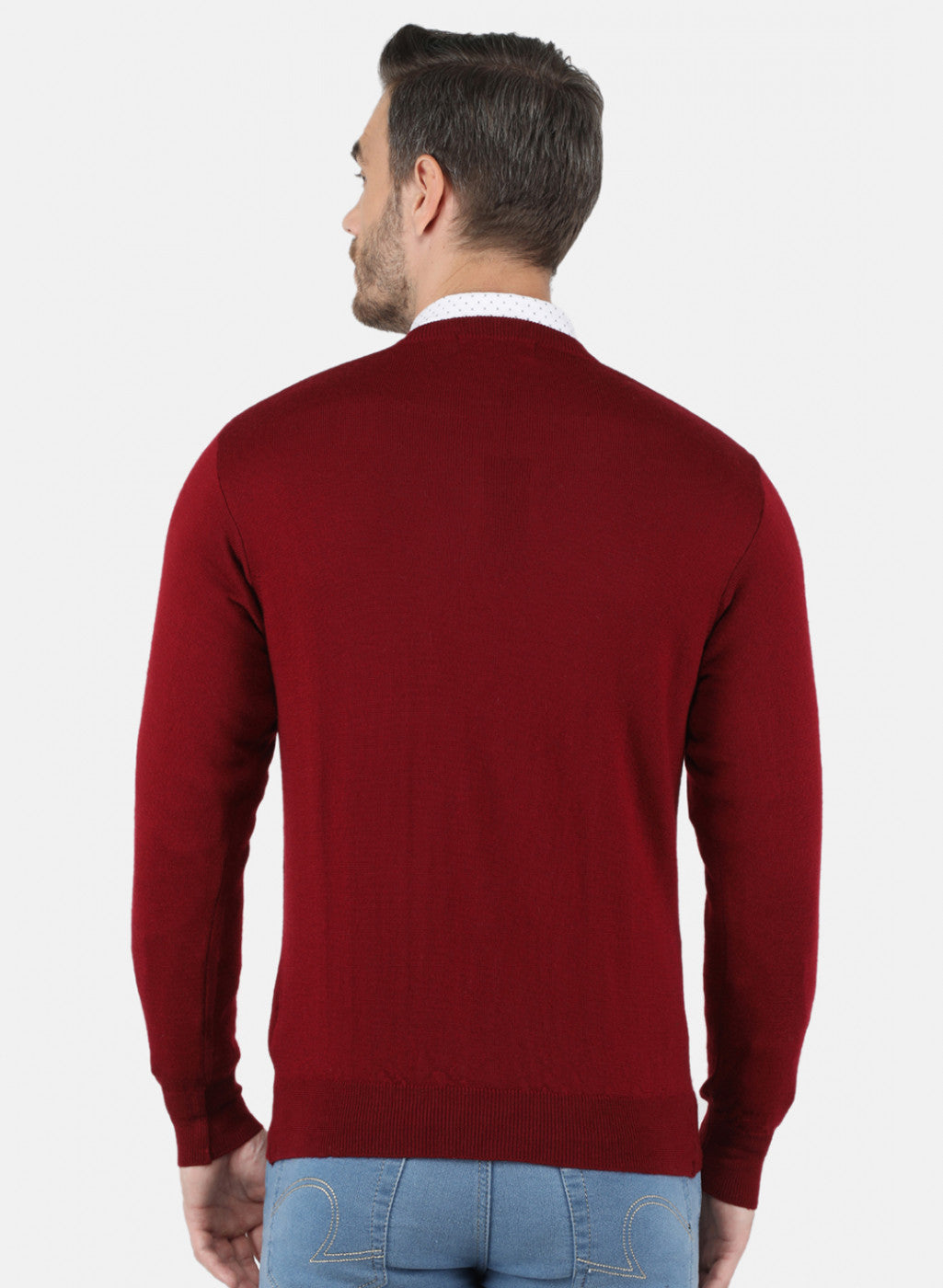 Men Maroon Solid Pullover