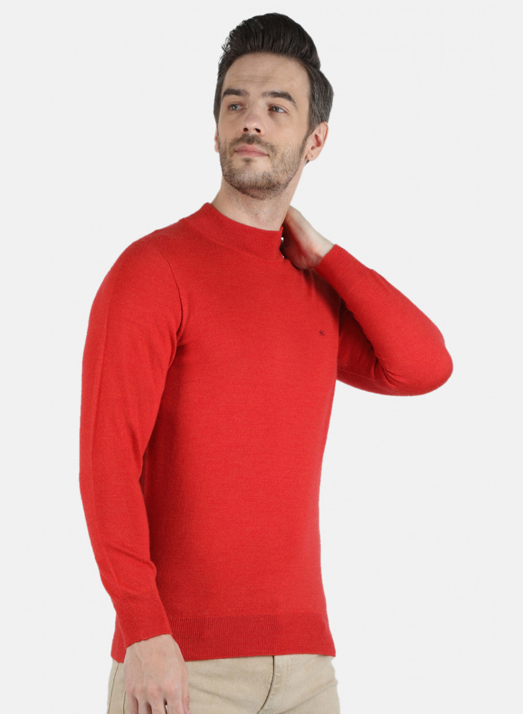 Men Red Solid Pullover