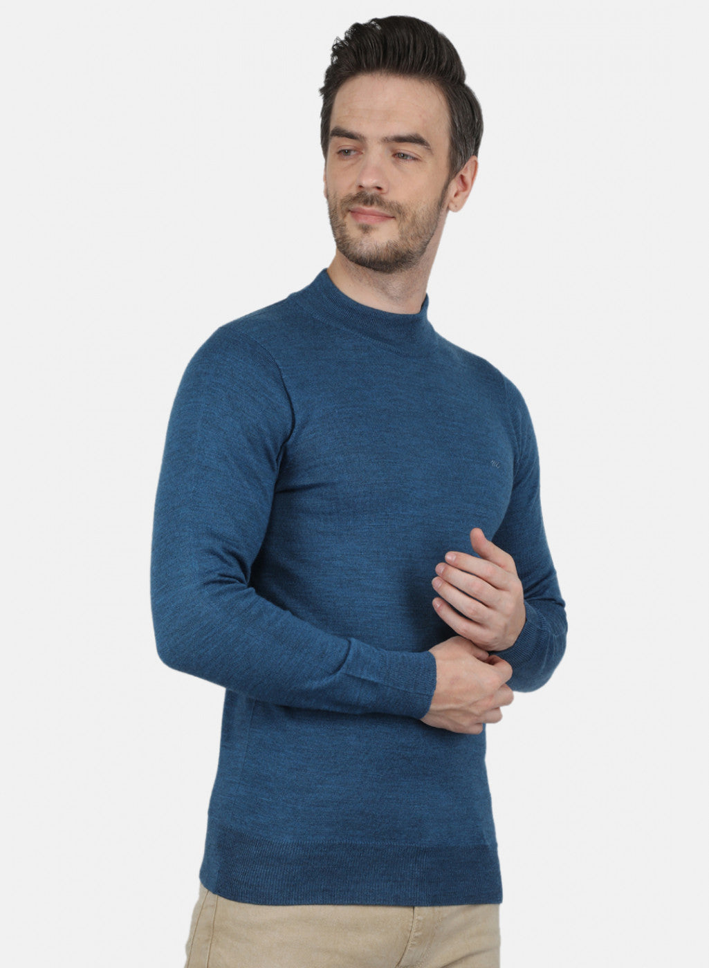 Men Blue Solid Pullover