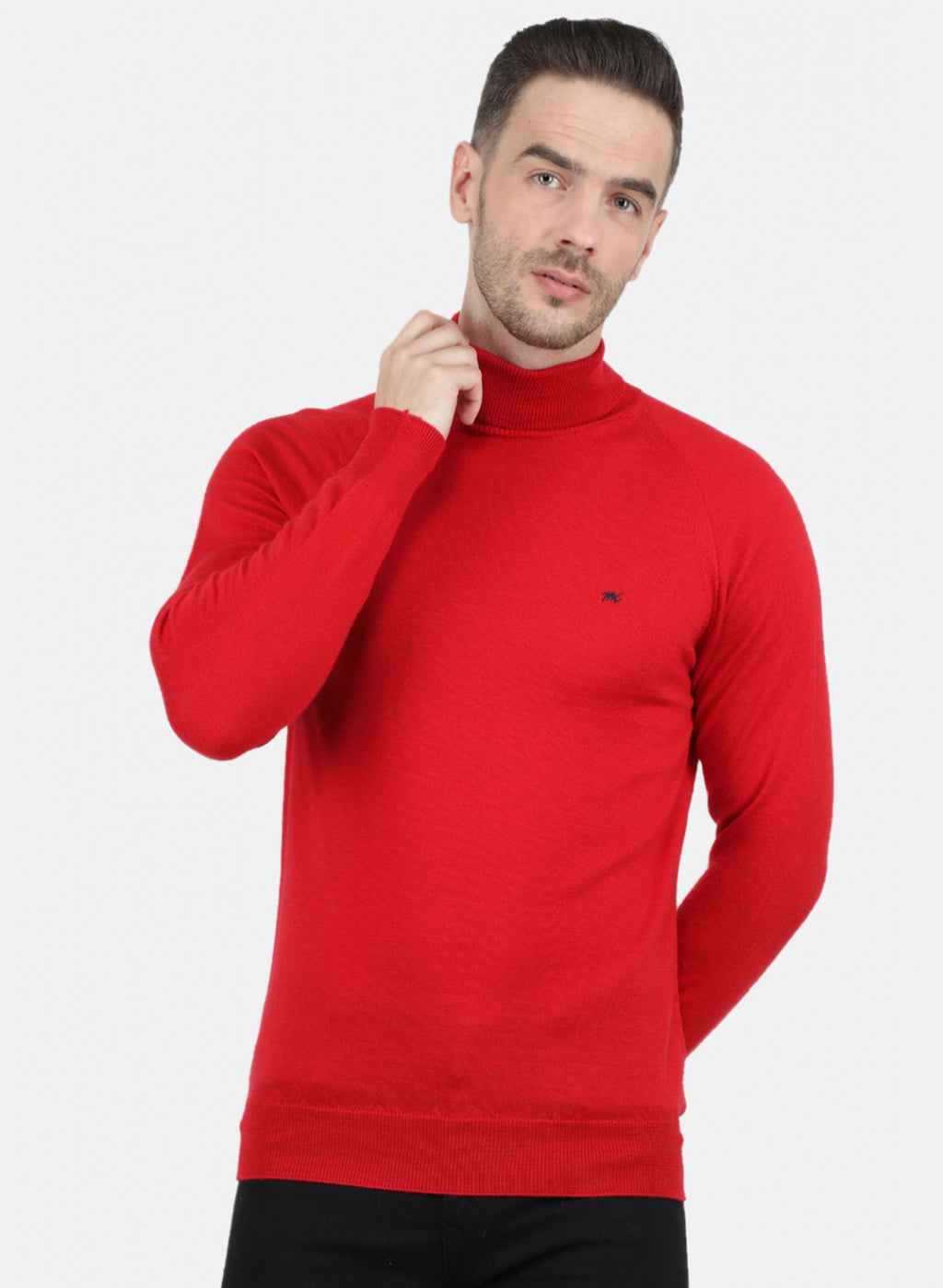 Men Red Solid Pullover