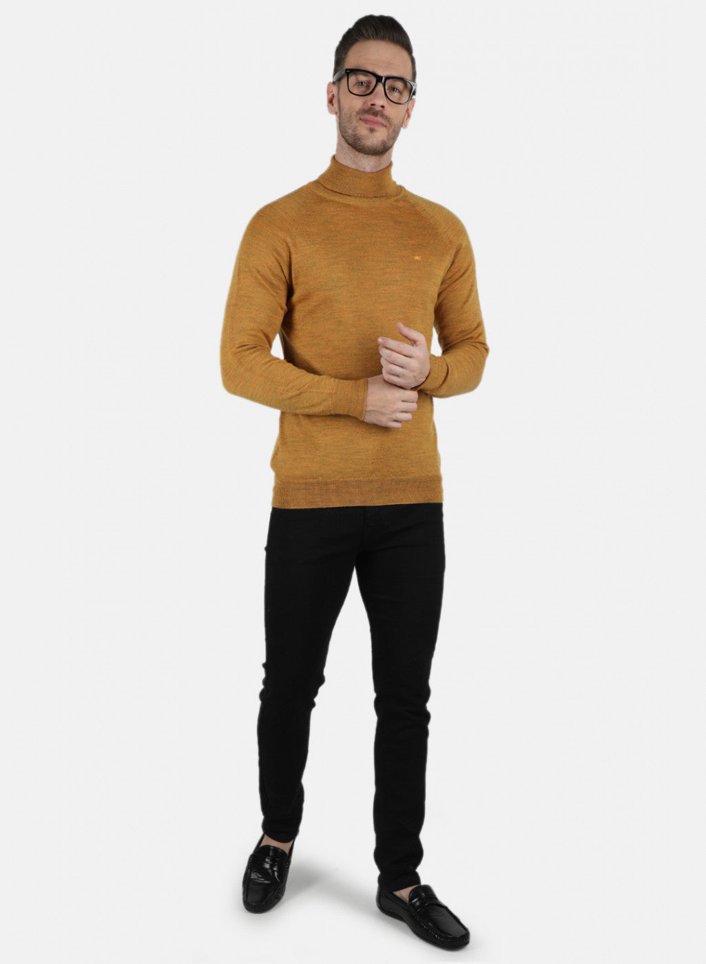 Men Gold Solid Pullover