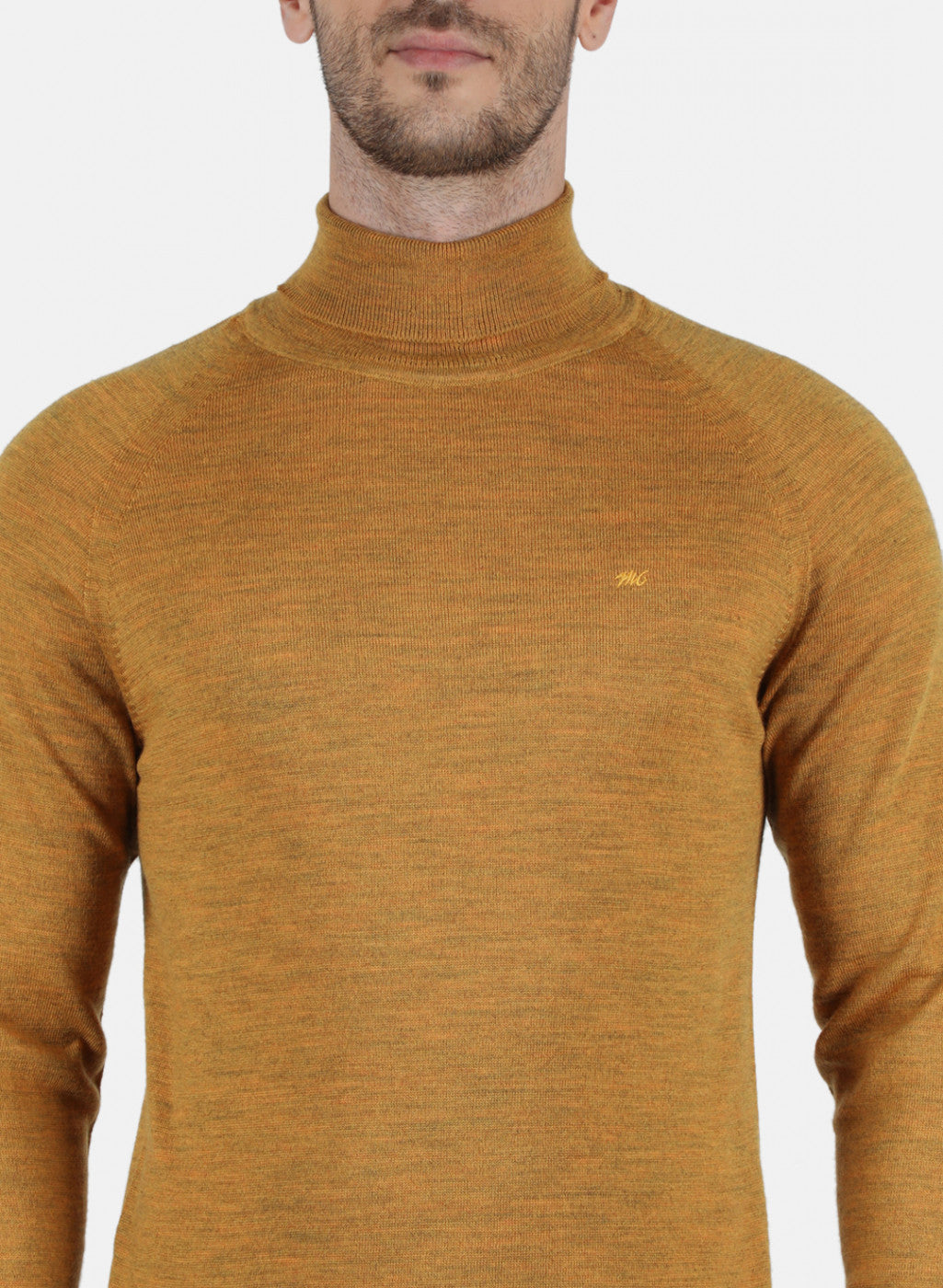 Men Gold Solid Pullover