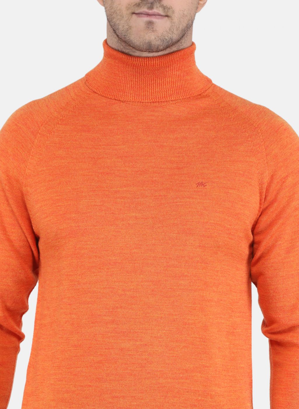 Men Orange Solid Pullover