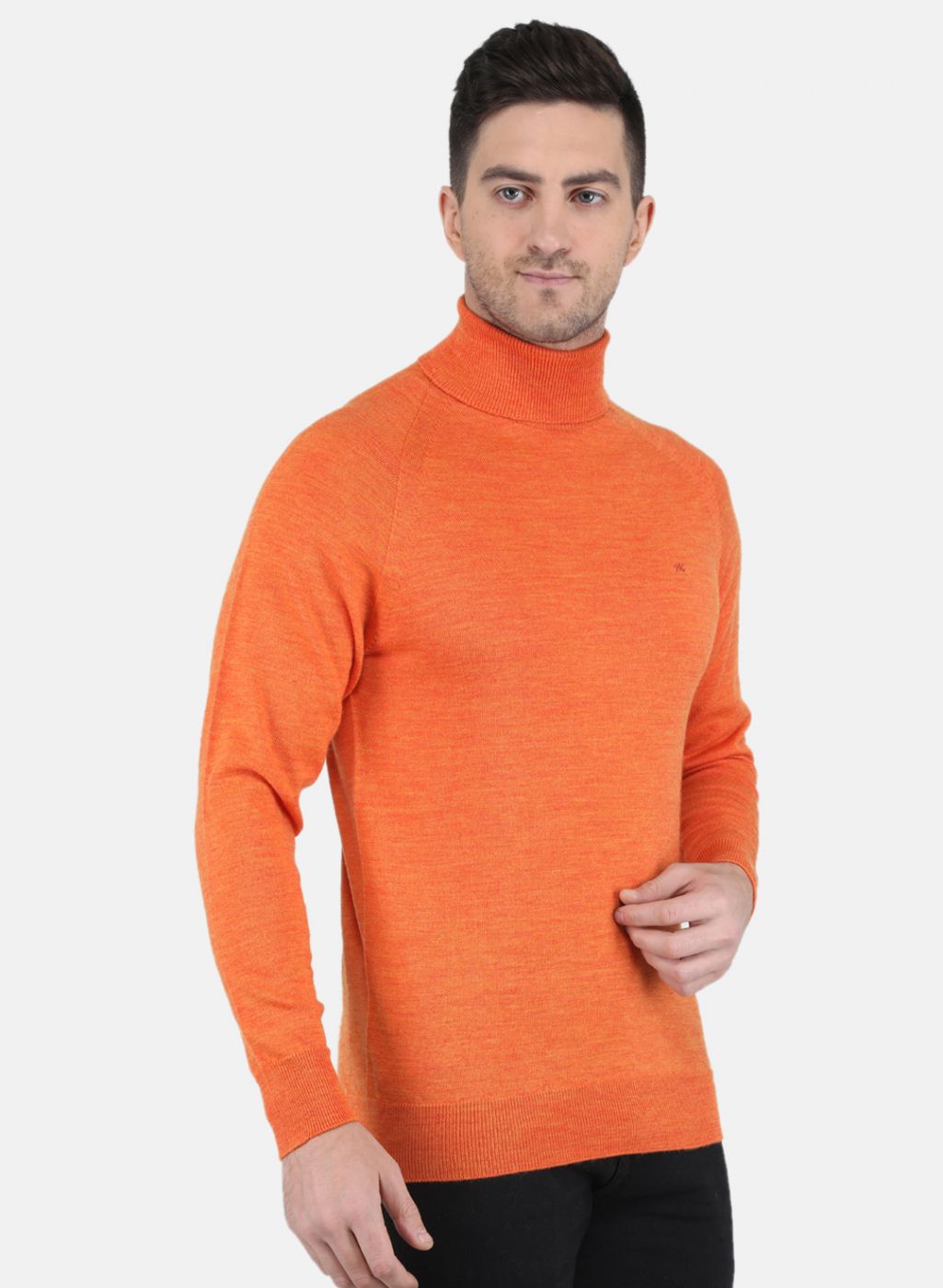 Men Orange Solid Pullover