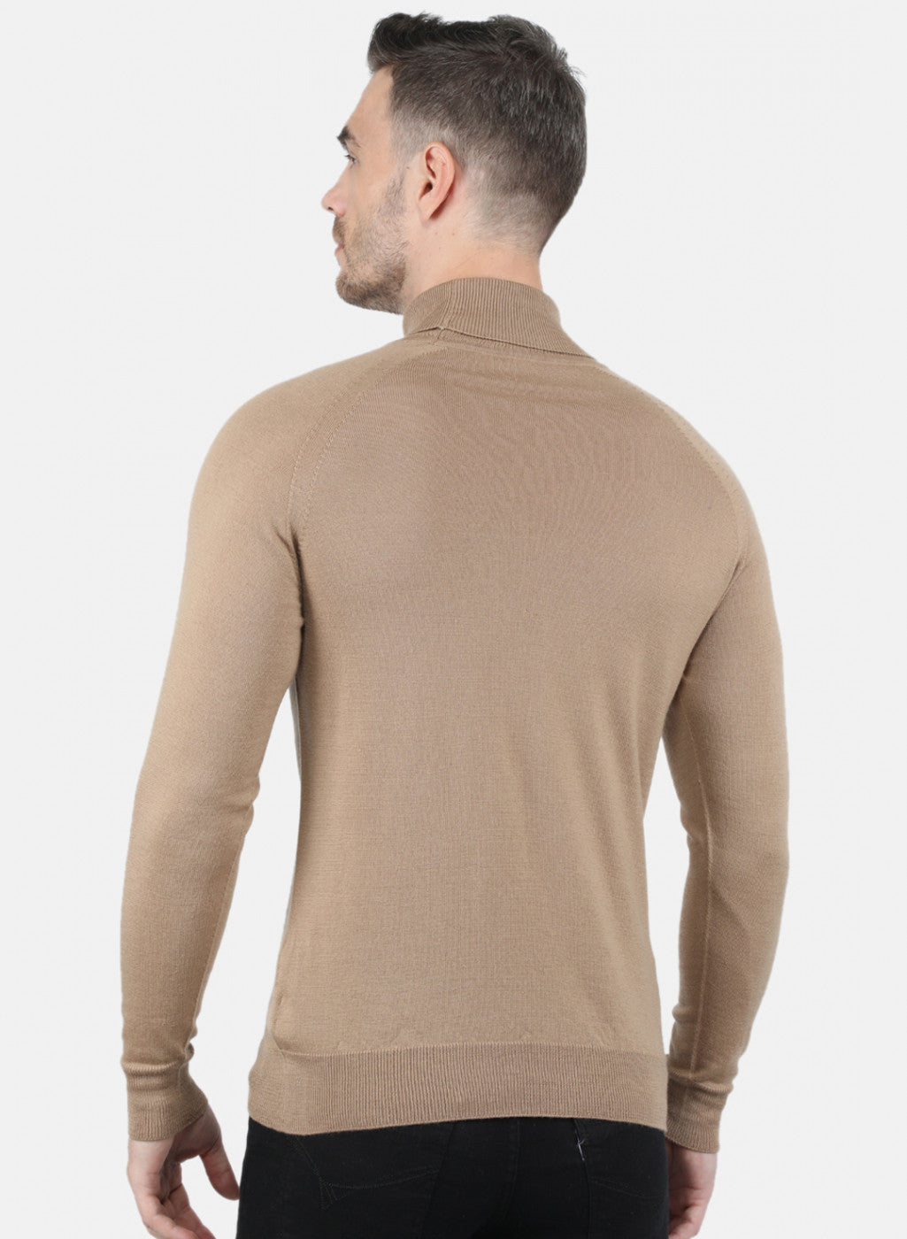 Men Beige Solid Pullover