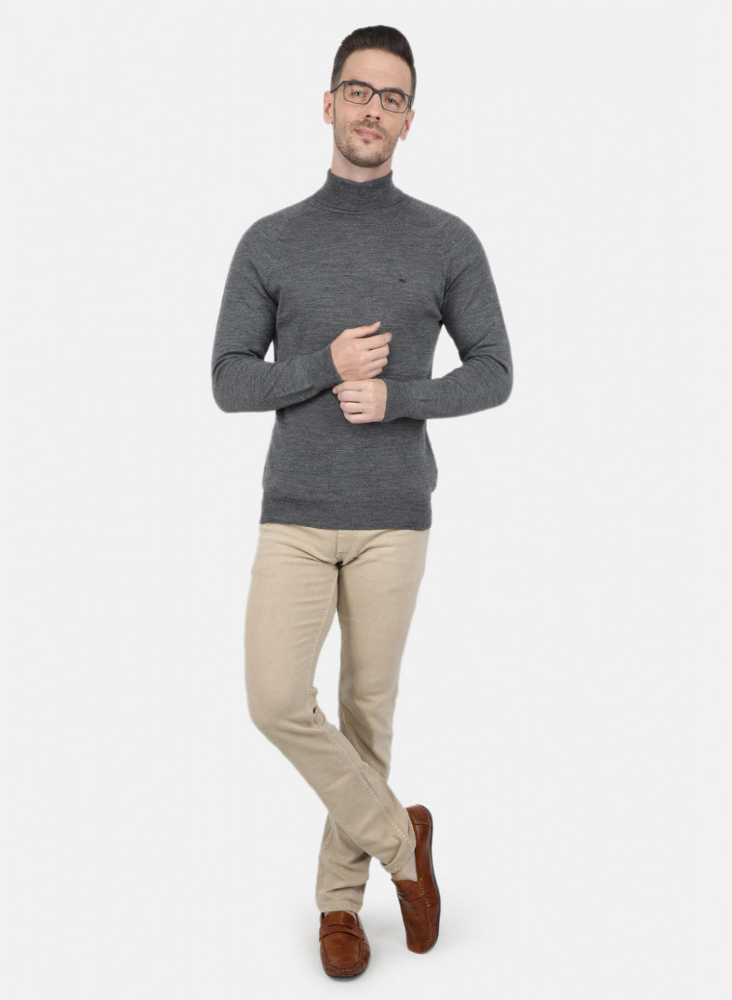 Men Grey Solid Pullover