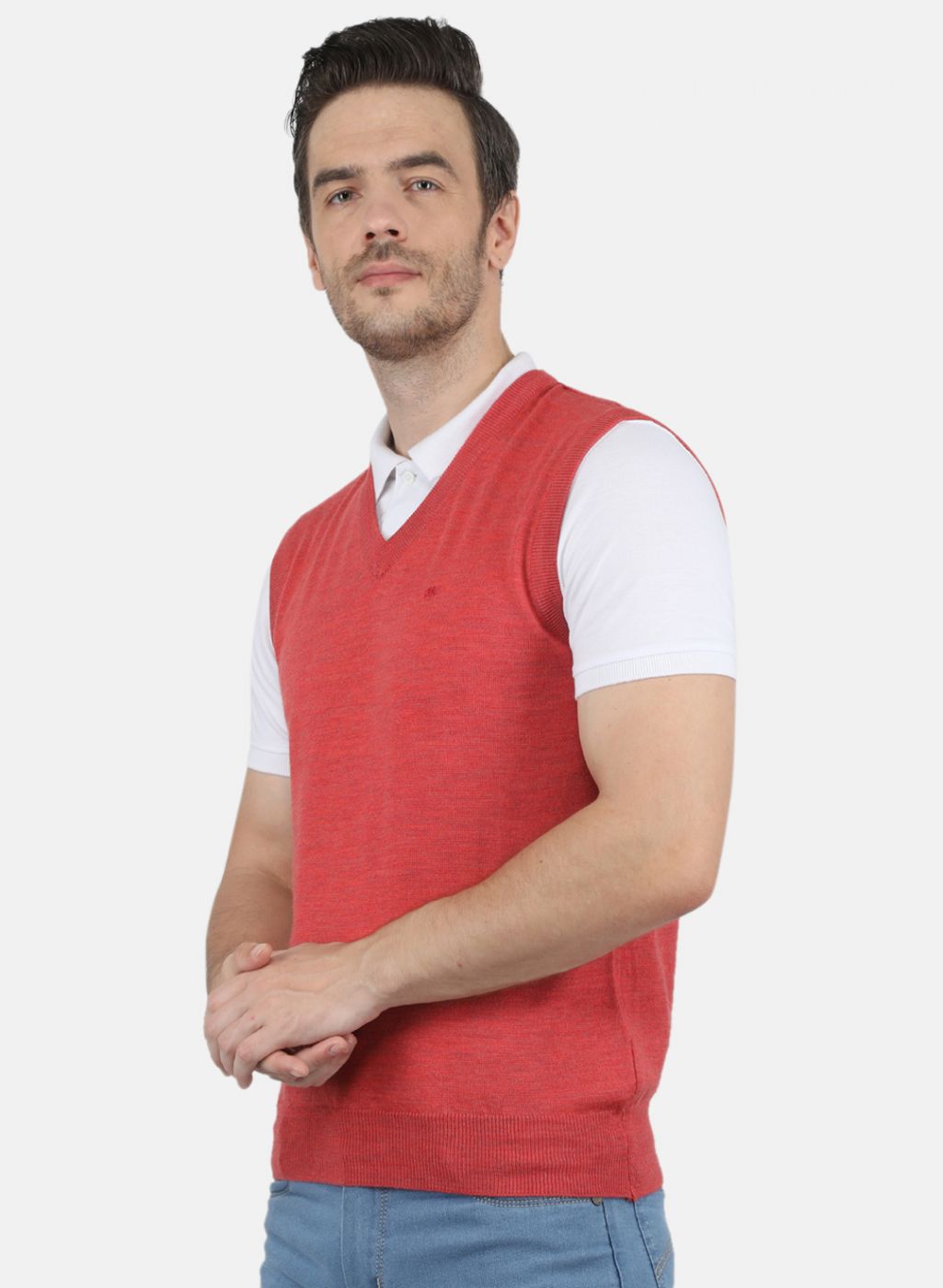 Men Red Solid Sweater