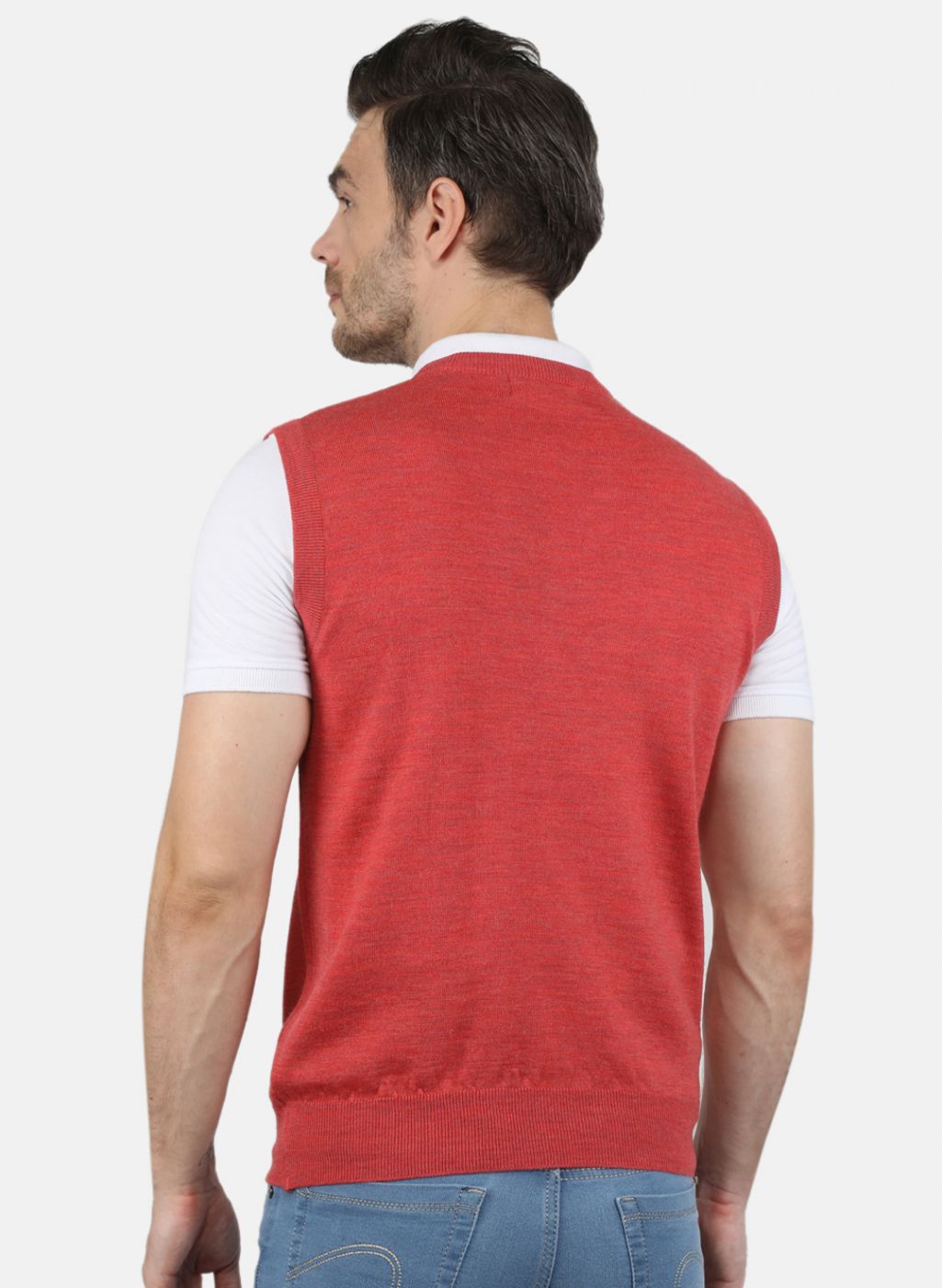 Men Red Solid Sweater