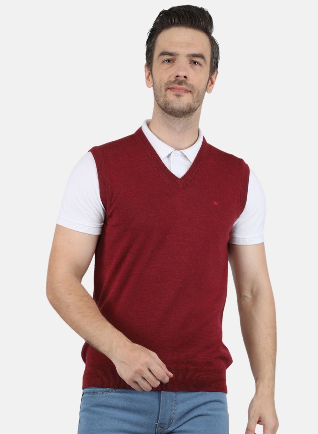 Men Maroon Solid Sweater