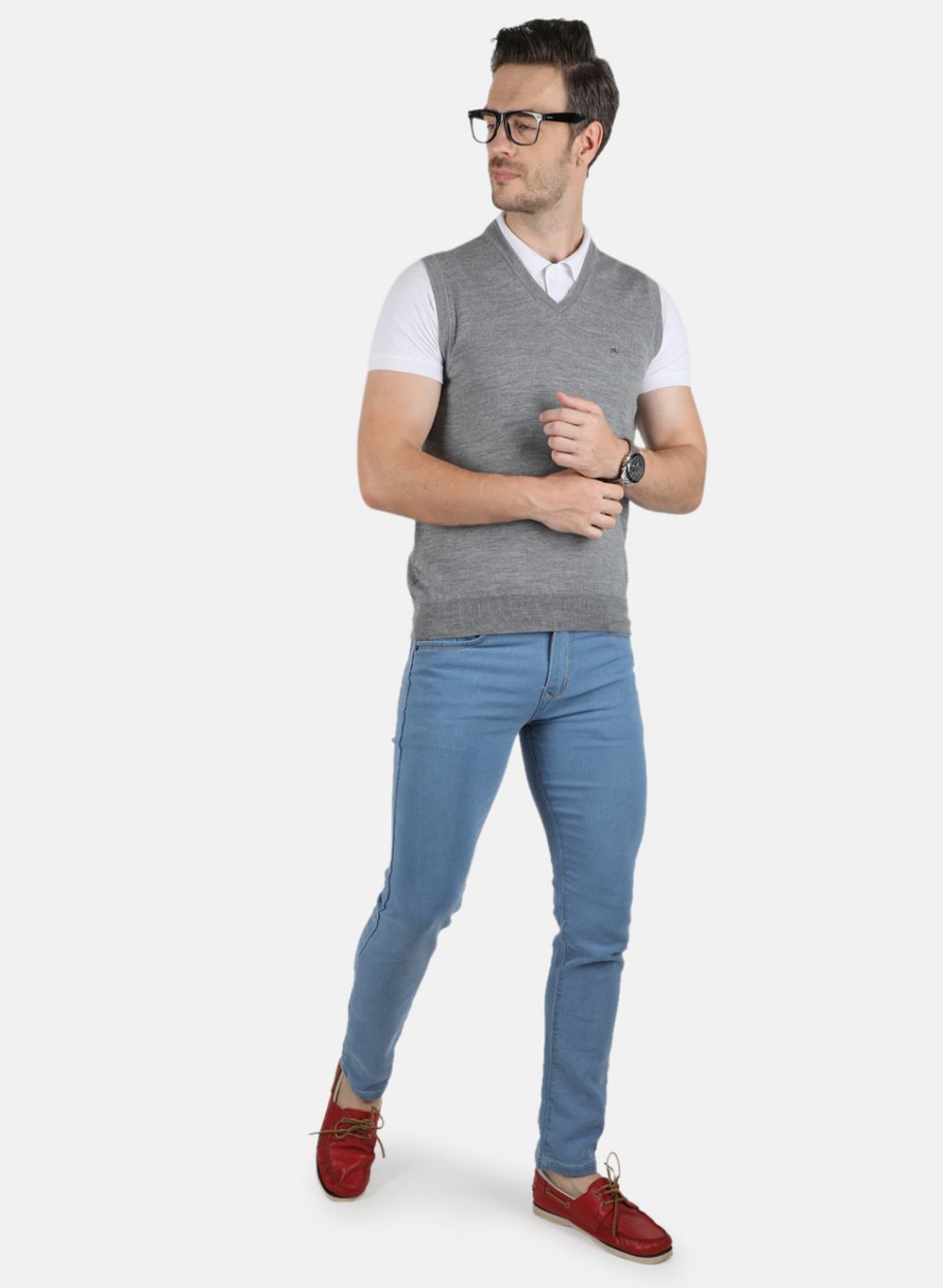 Men Grey Solid Sweater
