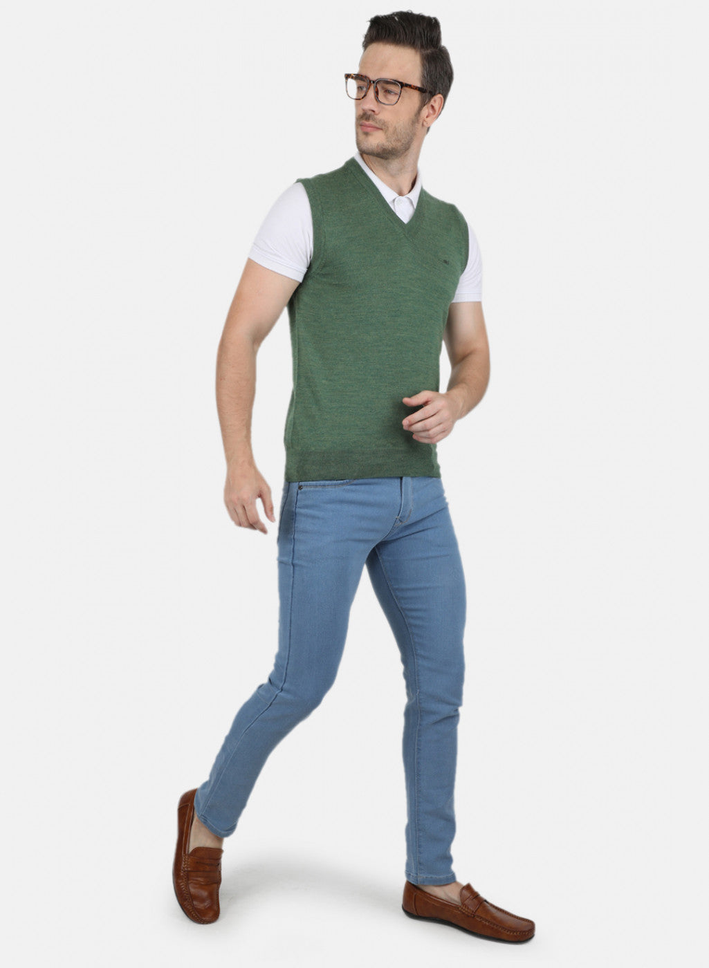 Men Green Solid Sweater