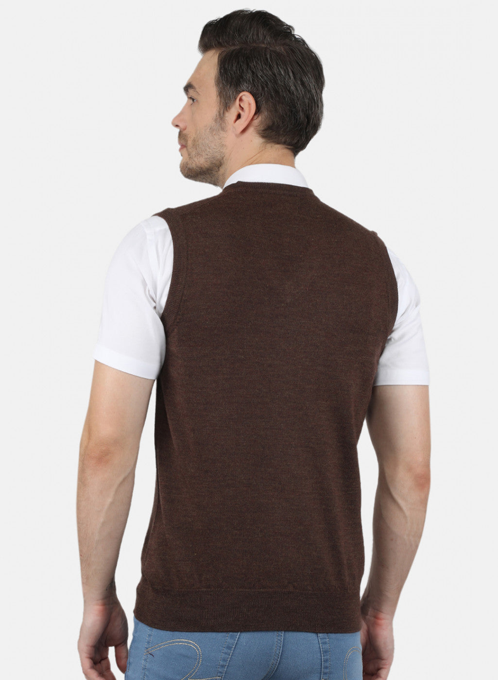 Men Brown Solid Sweater