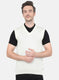 Men Off White Solid Sweater