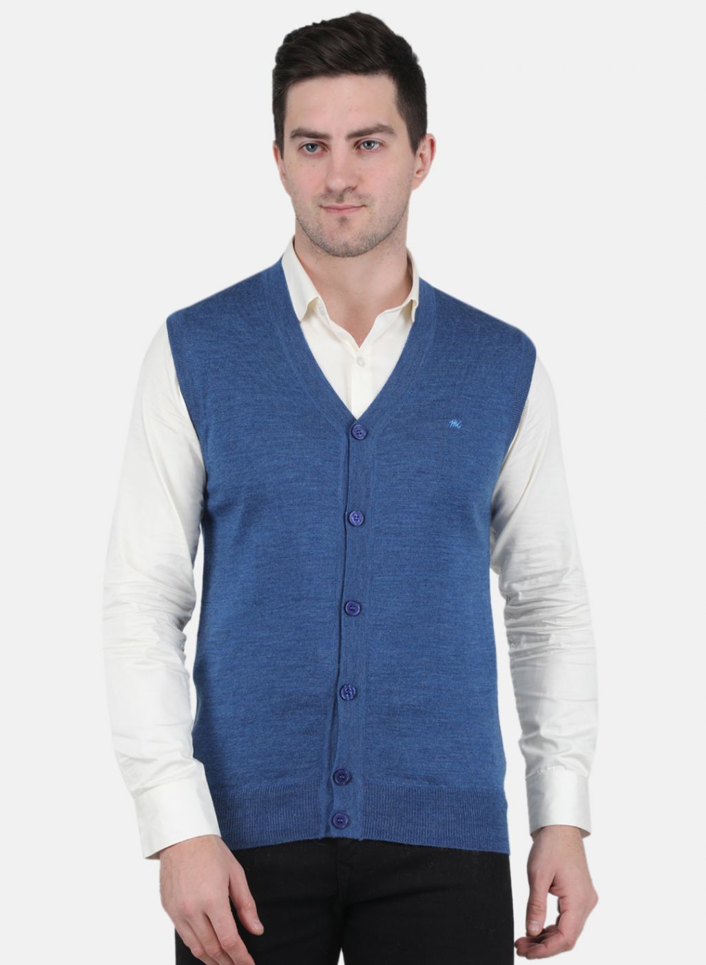 Men Blue Solid Cardigan