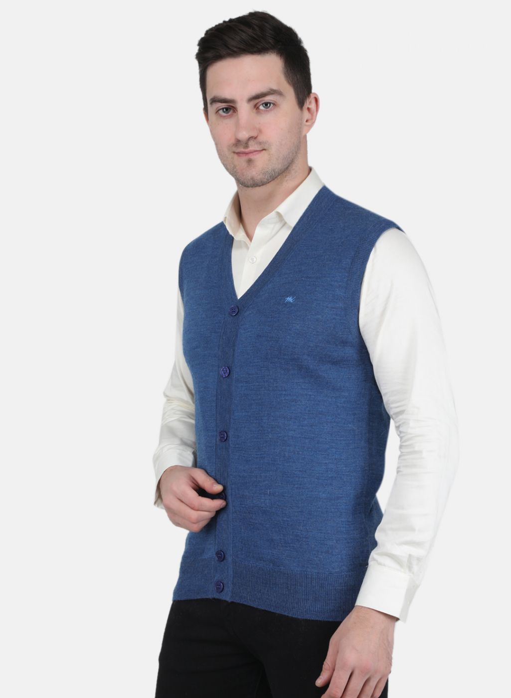 Men Blue Solid Cardigan