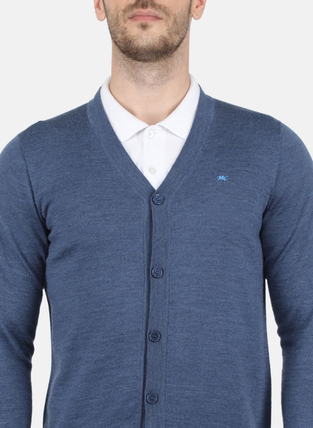 Men Grey Solid Cardigan