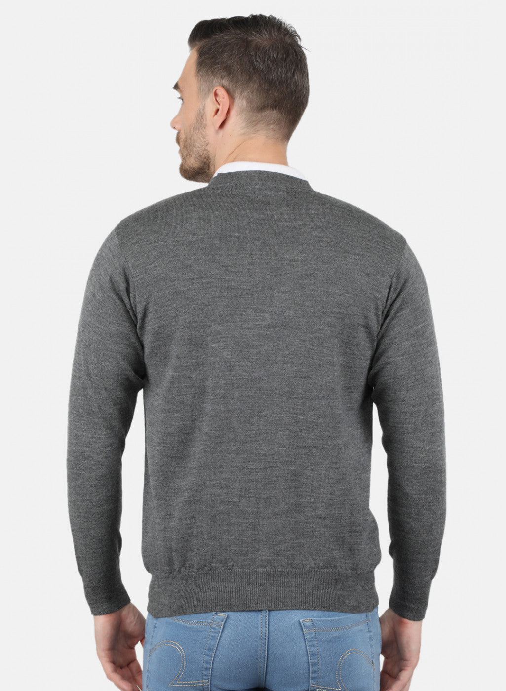 Men Grey Solid Cardigan