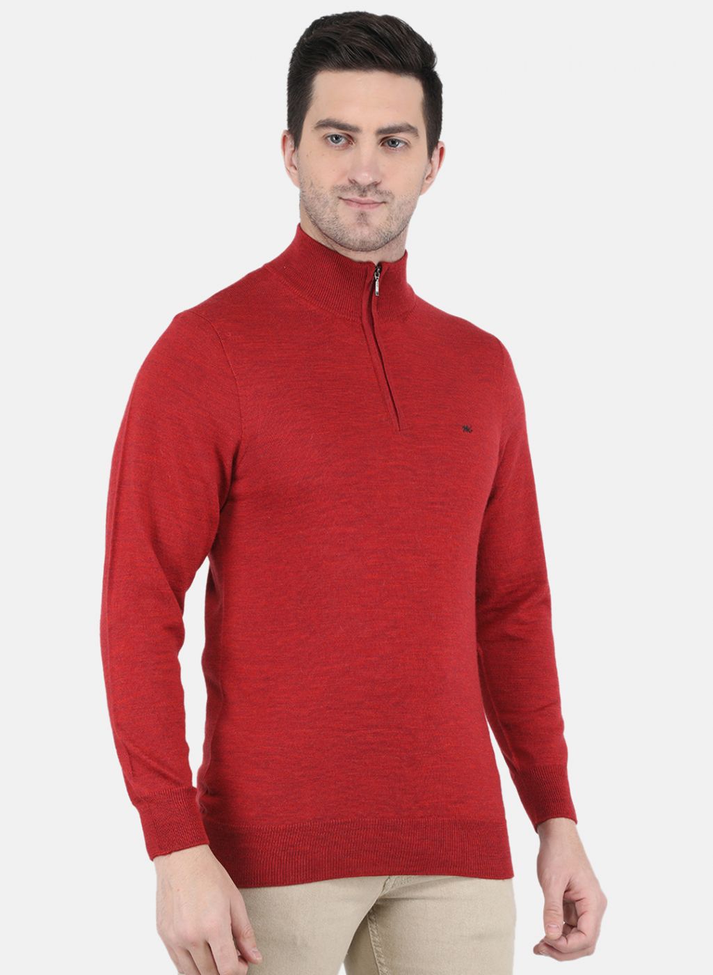 Men Red Solid Pullover