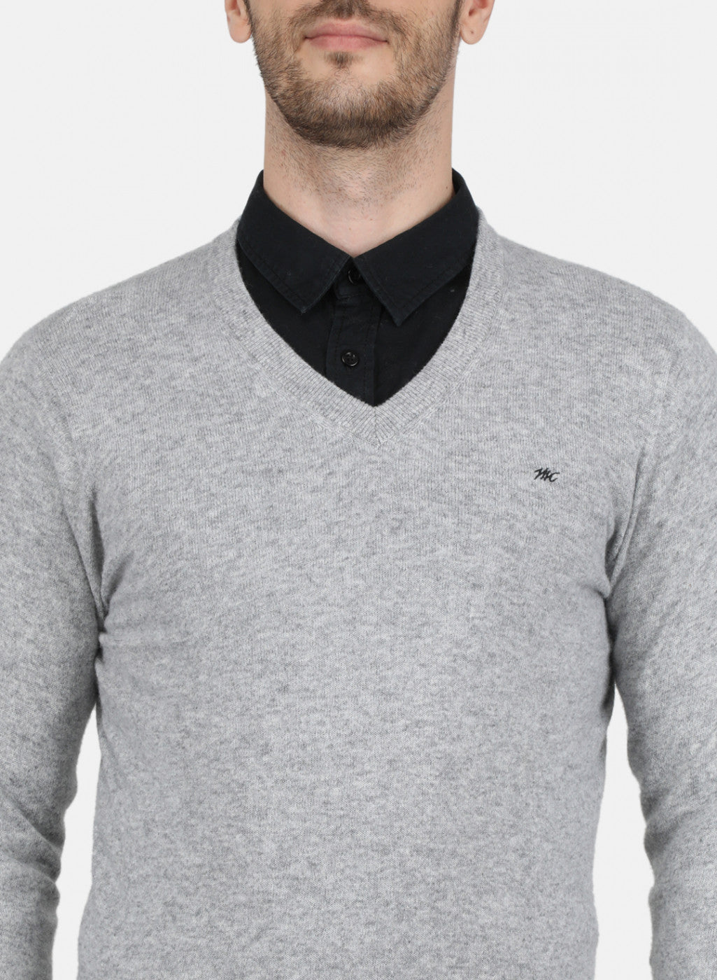 Men Grey Solid Pullover