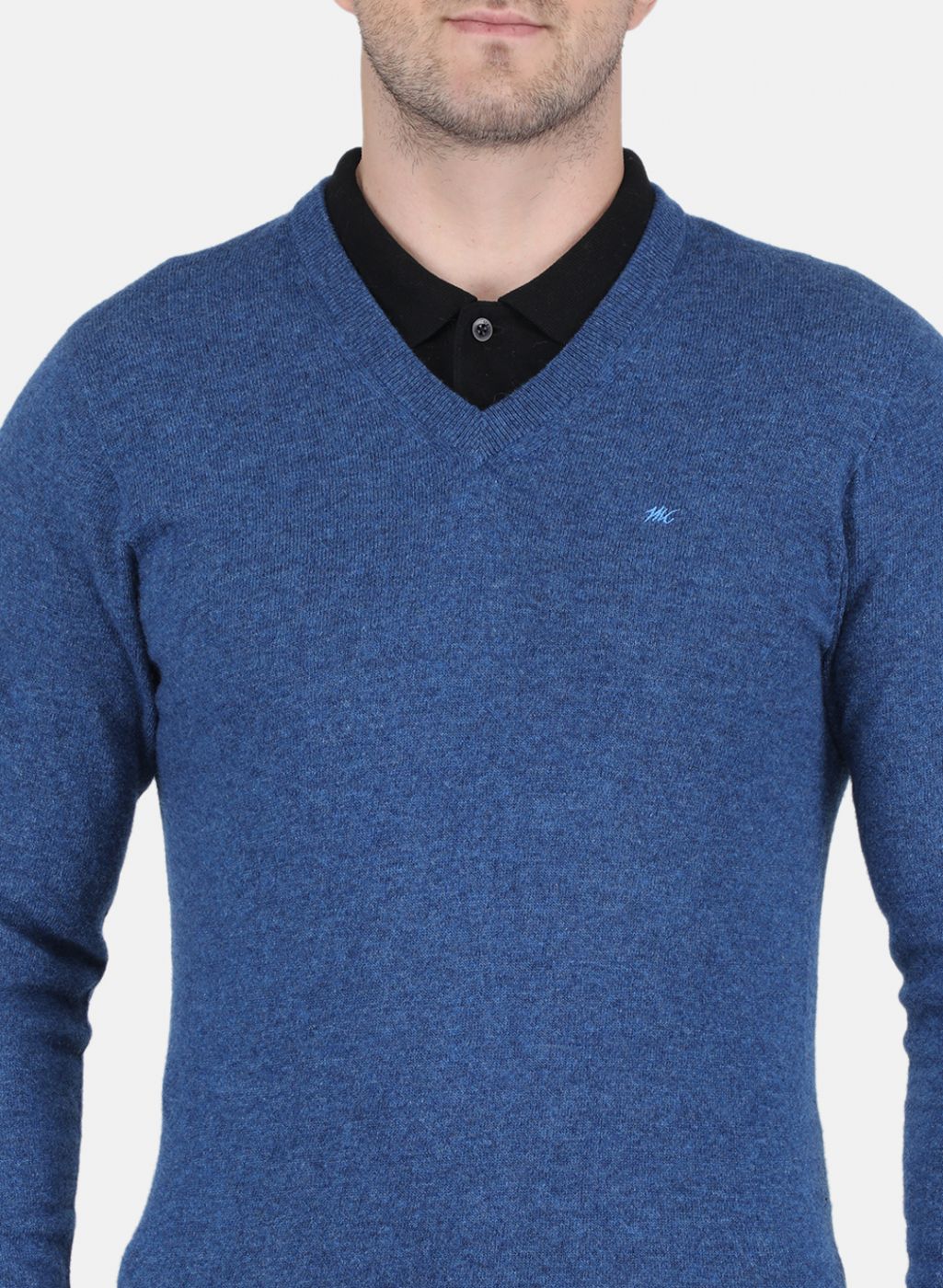 Men Blue Solid Pullover