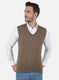 Men Beige Solid Sweater