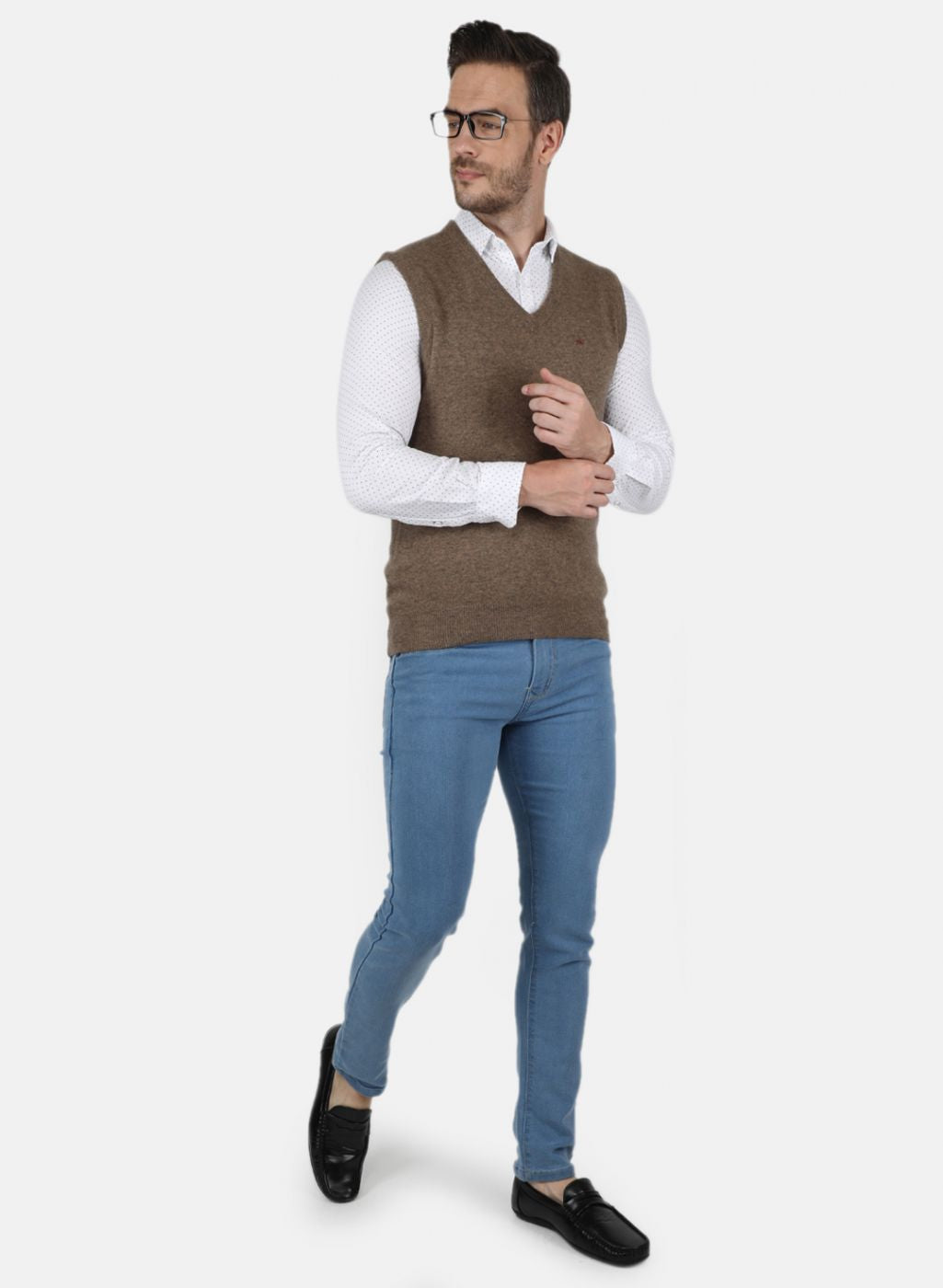 Men Beige Solid Sweater