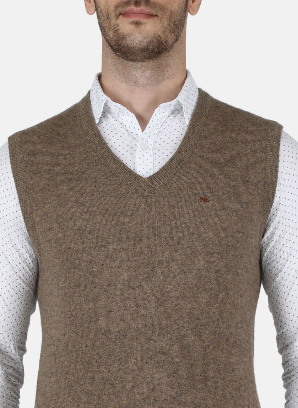 Men Beige Solid Sweater