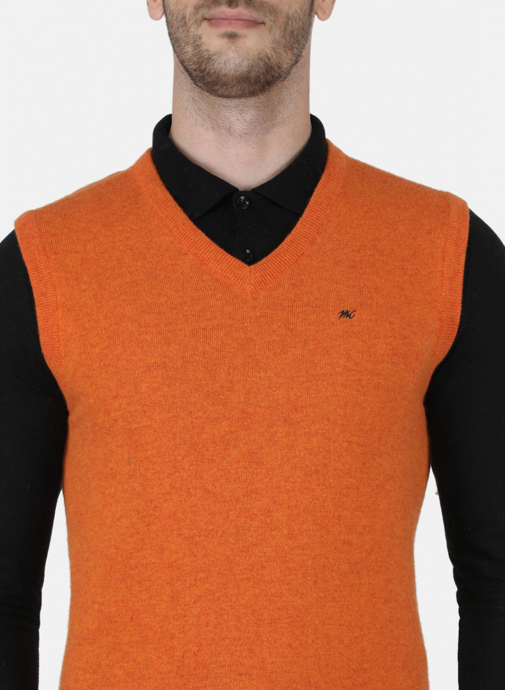 Men Orange Solid Sweater